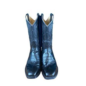 Vintage Dan Post Black Leather Cowboy Boots